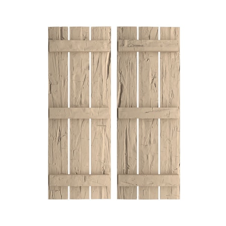 Rustic Three Board Spaced Board-n-Batten Hand Hewn Faux Wood Shutters, 17 1/2W X 62H